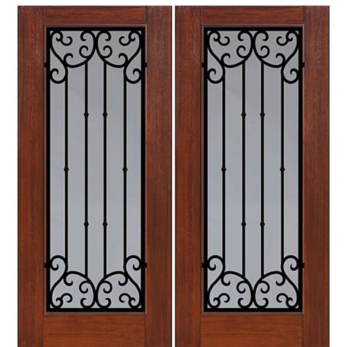 Full Lite Valencia Design Fiberglass Double Entry Door