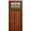 80" Tall Craftsman Style 6-Lite SDL Fiberglass Entry Door with Mahogany Wood Grains