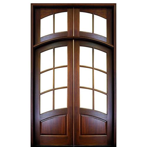 8ft. Tall Pre-hung Mahogany Double Entry Doors and 4-Lite Transom