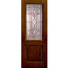 1 Panel 2/3 Lite Marsala, Knotty Alder Wood Grain Fiberglass Entry Door