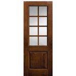 96" Tall 2/3 Lite SDL, 8 Lite Fiberglass Entry Door with Knotty Alder Wood Grain
