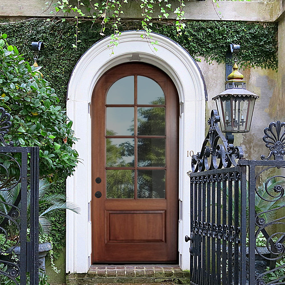 Pinehurst TDL 8LT 8/0 E-01C | Pre-hung 36"x96" Arch Top 8-Lite TDL Mahogany Entry Door