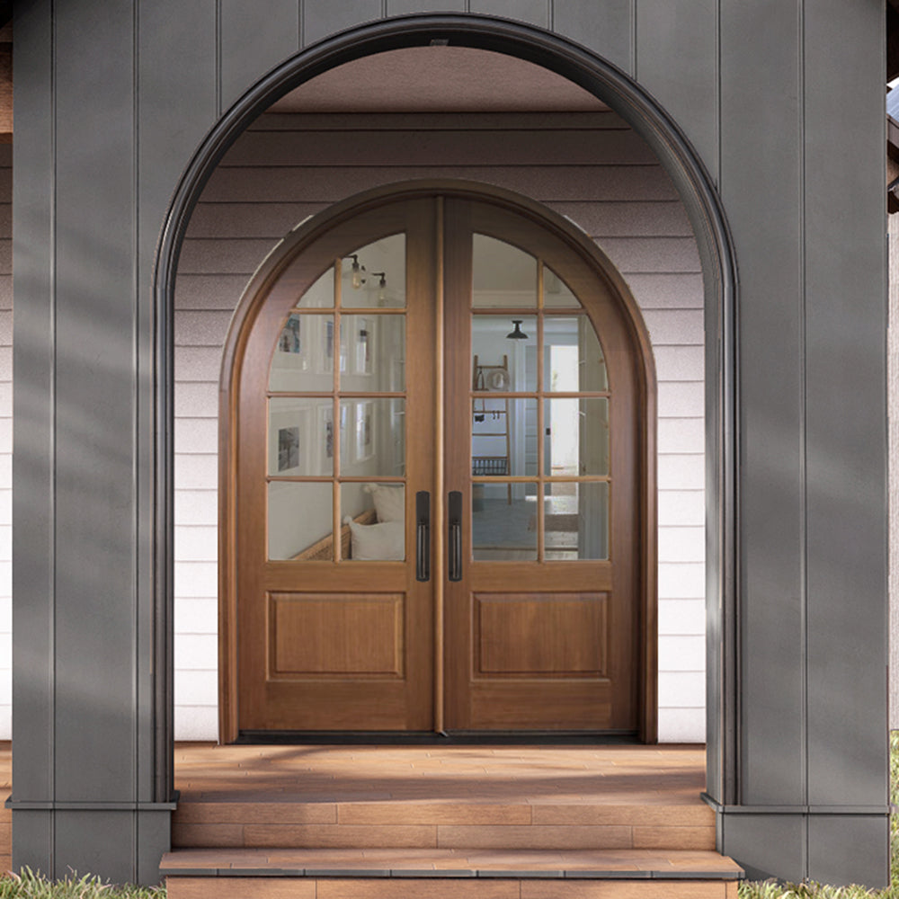 Pinehurst TDL 8LT E-17B 8/0  | Pre-hung Double Door Arch Top 8-Lite TDL Mahogany Entry Doors