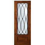 8'-0" Tall Knotty Alder 3/4 Lite Door with La Salle Wrought Iron Grille