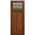 80" Tall Craftsman Style 6-Lite Marginal SDL Fiberglass Entry Door with Mahogany Wood Grain