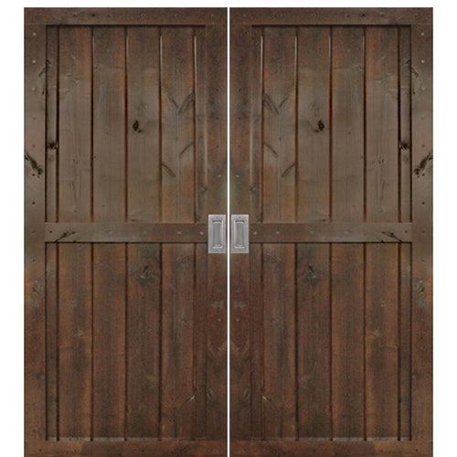 Knotty Alder Two Panel Double Barn Door