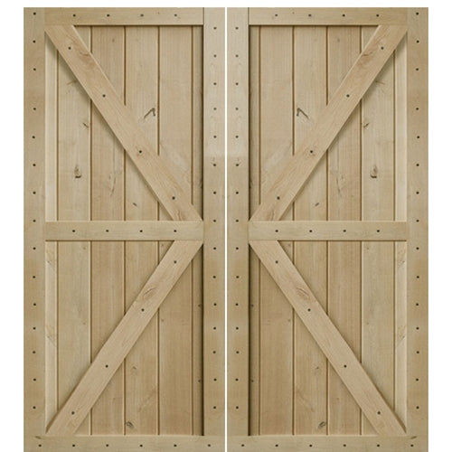 Knotty Alder Double Z Two Panel Double Barn Door