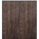 Knotty Alder Vertical Iron Plank Double Barn Door