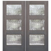 Mahogany 6'-8" Tall Continental 3 Lite Double Barn Door