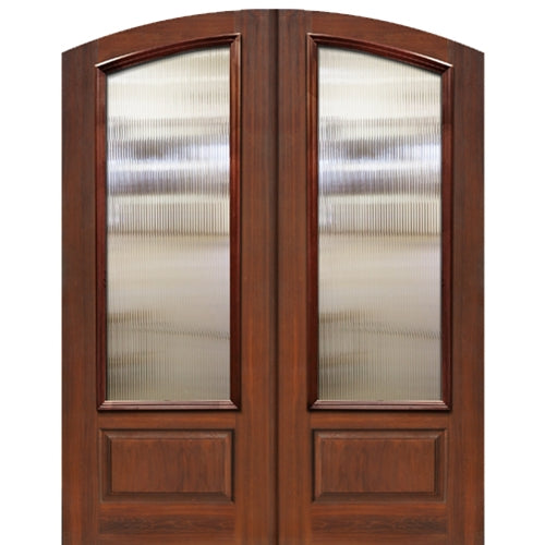 Pre-hung 3/4 Lite Arch Top Fiberglass Double Entry Doors