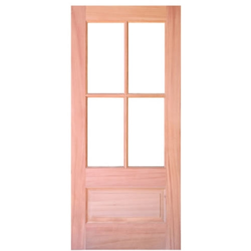 7221-68 | 80" Tall 4 Lite 1 Panel Mahogany TDL Door with Insulated, Beveled Glass
