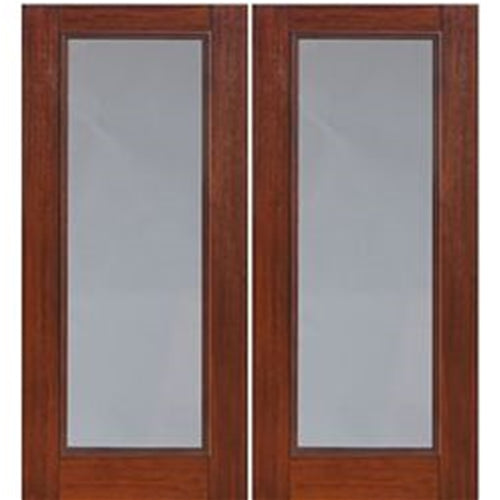 96" Tall Full Lite Fiberglass Exterior Double Doors with Privacy or Clear Glass.