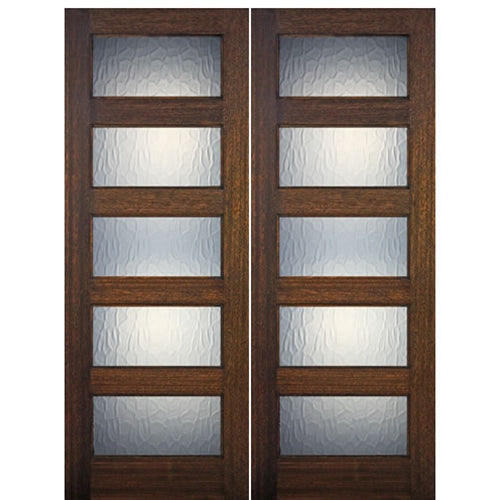 Hoelscher Mahogany Wood Contemporary 5Lite2 Exterior Double Door