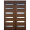 72"X96" 6-Lite Horizontal Contemporary style Mahogany Wood Entry Double Door