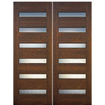 72"X96" 6-Lite Horizontal Contemporary style Mahogany Wood Entry Double Door