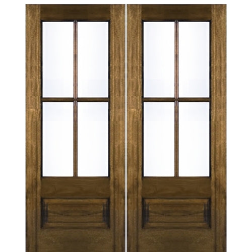 Hoelscher Mahogany Wood TDL 4Lite 1 Panel NRM2 Exterior Double Door