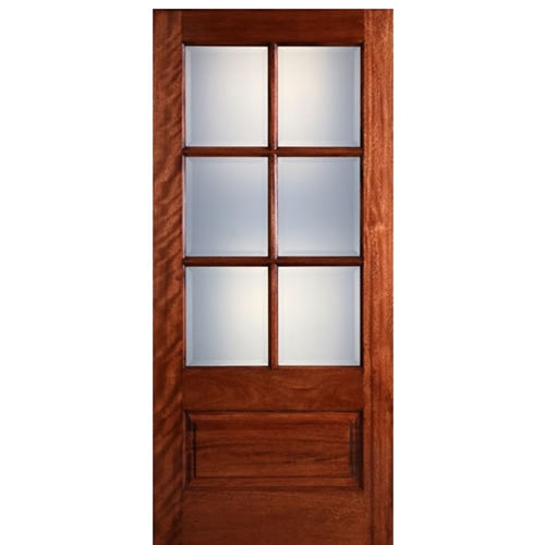 6-Lite 1-Panel True Divided Lite (TDL) Mahogany Wood Entry Door