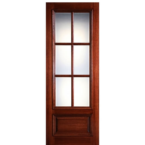 6-Lite 1-Panel True Divided Lite (TDL) Mahogany Wood Entry Door with Raised Moulding