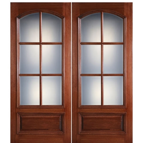 84"x96" Tall 6 Lite Arch Square Top True Divided Lite (TDL) Mahogany Wood Entry Door