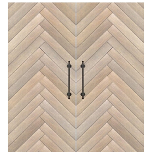 Rustic Farmhouse Double Barn Door with Chevron Design Pattern