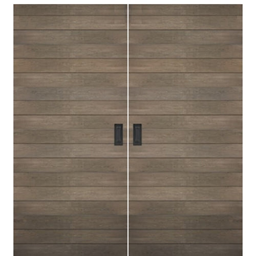 Rustic Farmhouse Double Barn Door with Horizontal Planks Design Pattern
