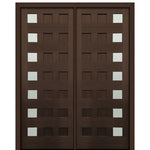 72" X 96"  Tall Carlo 7-Lite Modern Mahogany Entry Double Door with Clear Glass