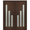 72" X 96" Tall Flores 3-Lite Modern Mahogany Entry Double Door with Sandblasted IG Low E Glass