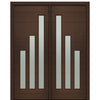 72" X 96" Tall Flores 3-Lite Modern Mahogany Entry Double Door with Sandblasted IG Low E Glass