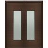 72" X 96" Tall Milan Wide Lite (Right) Modern Mahogany Entry Double Door with Sandblasted IG Low E Glass