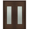 72" X 96" Tall Milan Wide Lite Modern Mahogany Entry Double Door with Sandblasted IG Low E Glass