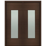 72" X 96" Tall Milan Wide Lite Modern Mahogany Entry Double Door with Sandblasted IG Low E Glass