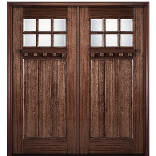 Hoelscher - Mahogany Wood TDL 6-Lite 3 Panel Craftsman-2-68