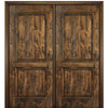 80" Tall 2 Panel V Grooved Solid Knotty Alder Entry Double Door