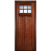96" Tall  6-Lite Craftsman Style True Divided Lite (TDL) Mahogany Wood Entry Door