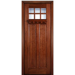96" Tall  6-Lite Craftsman Style True Divided Lite (TDL) Mahogany Wood Entry Door