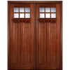 96" Tall  6-Lite Craftsman Style True Divided Lite (TDL) Mahogany Wood Entry Double Door