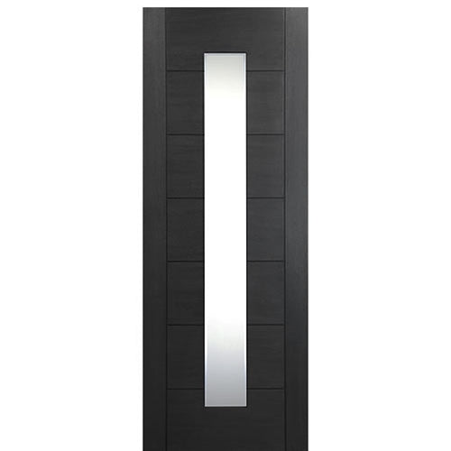 36" x 96" Contemporary 1-Lite Vertical Glass Fiberglass Entry Door