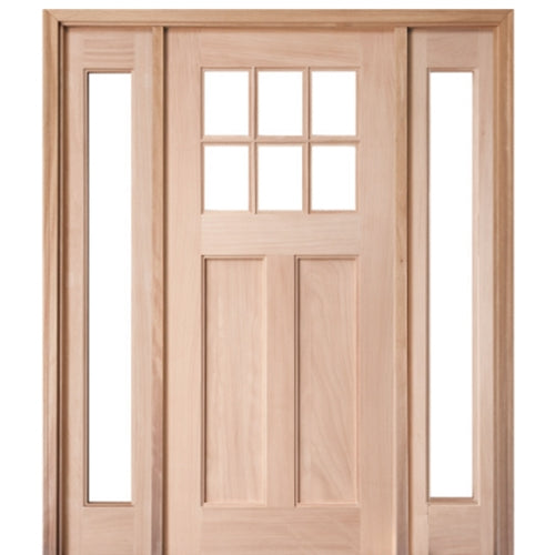 36 in. x 80 in. Knotty Alder Left-Hand/Inswing 9-Lite Arch Top V-Panel Clear Glass Unfinished Wood Prehung Front Door