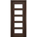 Port Collection Naples Mahogany 5 Lite Contemporary Prehung HVHZ Impact Rated Door