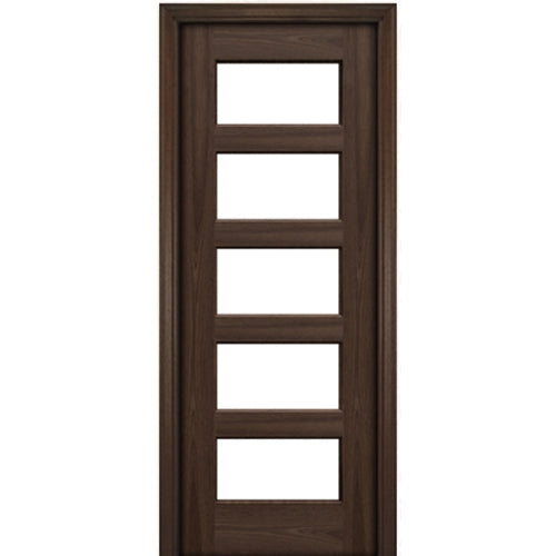 Port Collection Naples Mahogany 5 Lite Contemporary Prehung HVHZ Impact Rated Door
