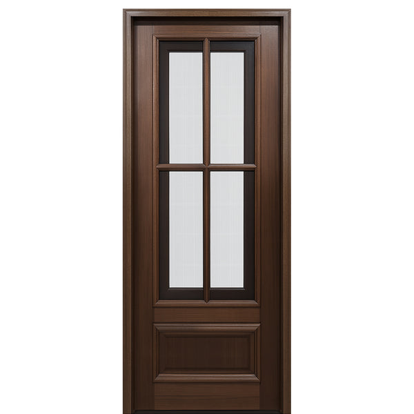 Breezeport TDL 4LT E-01R | 8'0" Tall Breezeport 4-Lite TDL Mahogany Entry Door with Built-in Screen and Operable Window Attached on the Right