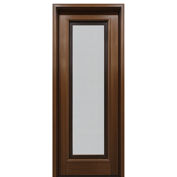 Breezeport FL E-01 L | 8'0" Tall Breezeport Full Lite Mahogany Entry Door with Built-in Screen and Operable Window Attached on the Left