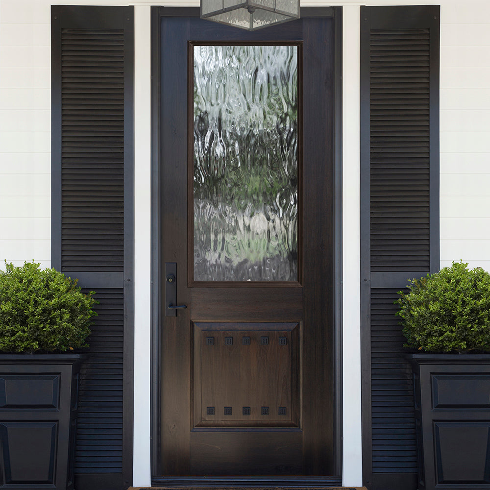 2/3 Lite KA-2 | 2/3 Lite Fiberglass Double Entry Door with Privacy or Clear Glass and Knotty Alder Wood Grain