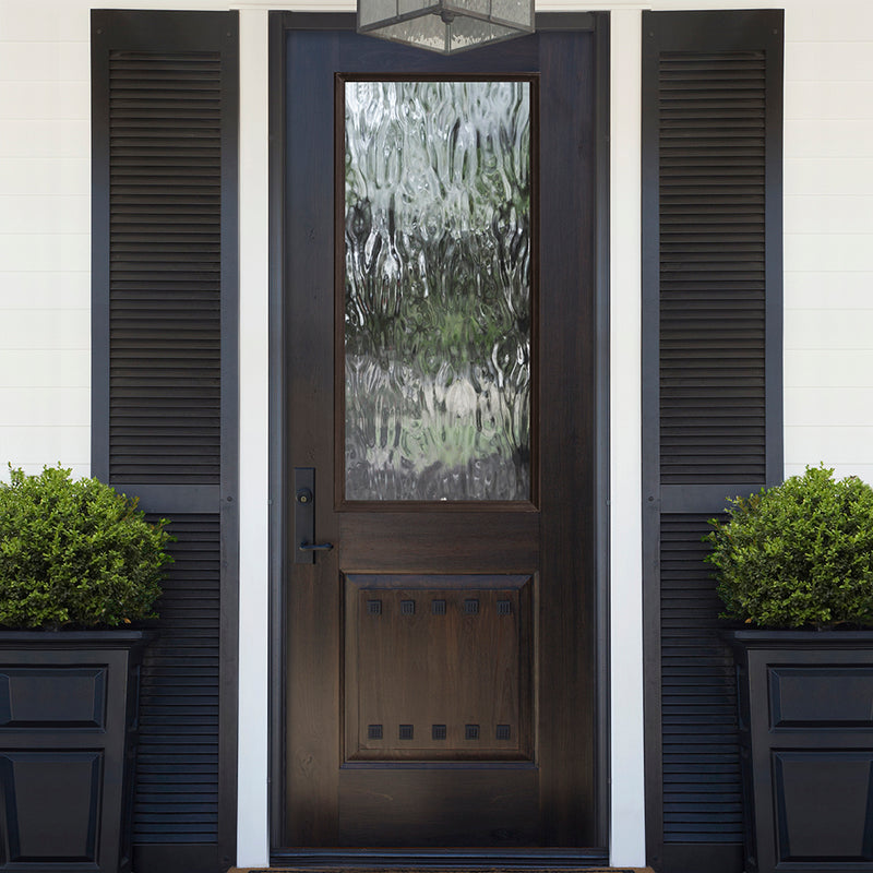 2/3 Lite KA-2 | 2/3 Lite Fiberglass Double Entry Door with Privacy or Clear Glass and Knotty Alder Wood Grain
