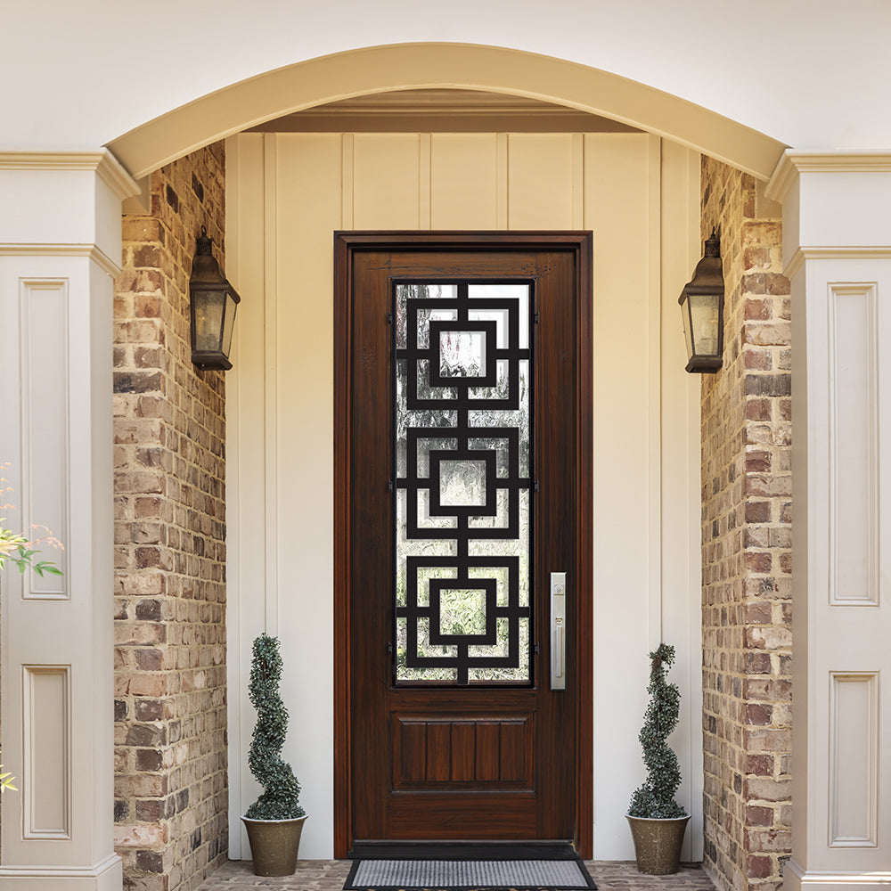 1-Panel 3/4 Lite Moderna-2 | 1-Panel 3/4 Lite Moderna Design Fiberglass Double Entry Door with Steel Grille.