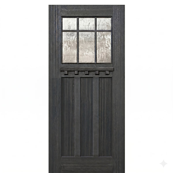 Craftsman 6-Lite Marginal 3-Panel -68 | 36"x80" Mahogany Wood 6-Lite SDL 3-Panel Craftsman Style Front Door