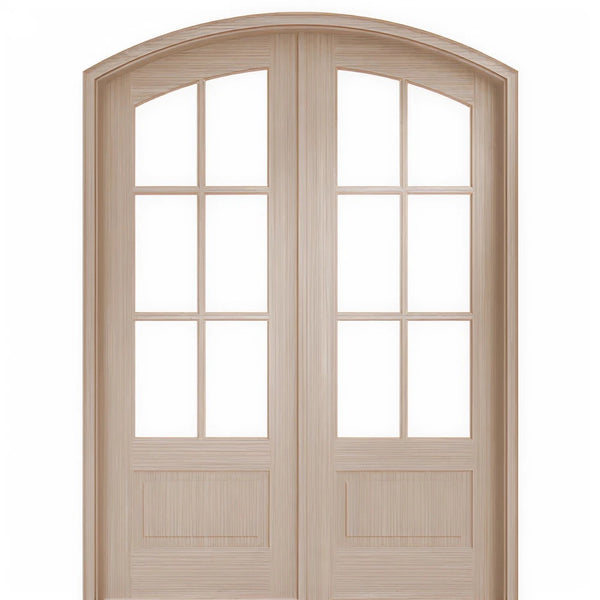 Rio Tiffany TDL 6LT 8/0 E-17 | Rio 96" Tall Arch Top 6-Lite TDL Mahogany Wood Double Doors
