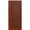 2-Panel V-Grooved Cherry Wood Grain Fiberglass Entry Door with Clavos