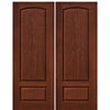 2-Panel Mahogany Wood Grain Fiberglass Double Entry Door