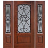 1 Panel Arch Lite Austin Design Fiberglass Entry Door with Two Sidelites